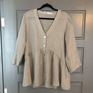 Zara Linen Peplum Top